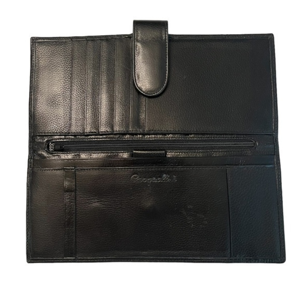 PASQUALINI soft Italian leather long black wallet / billfold/ passport holder